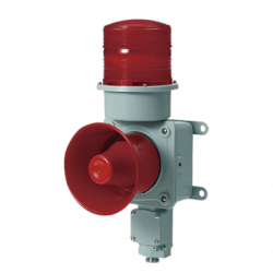 Combinación de baliza LED color roja con sirena electrónica para aplic