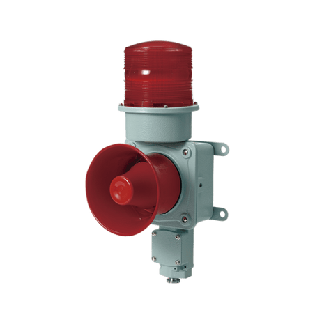 Combinación de baliza LED color roja con sirena electrónica para aplic