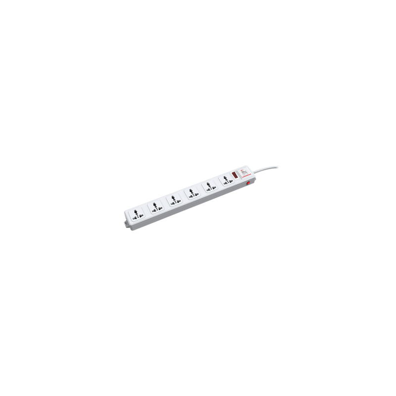 Protector de 120 Vca con 6 contactos de alimentación en color blanco