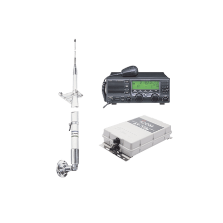 Kit de radio IC-M700pro con sintonizador de antena AT-130 y antena HF