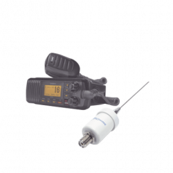 Kit de radio UM385BK  mas antena marina de fibra de vidrio TX-1600-SYS