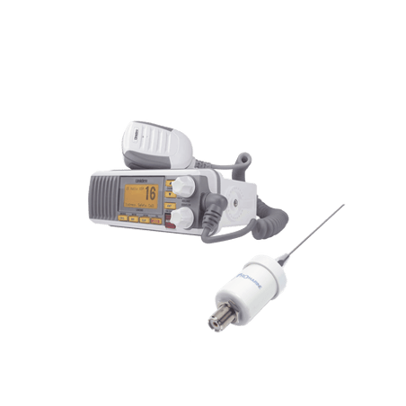 Kit de radio UM385  mas antena marina de fibra de vidrio TX-1600-SYS