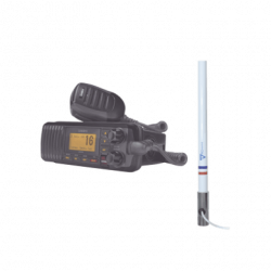 Kit de radio UM385BK  mas antena marina de fibra de vidrio TX-5101SYS/