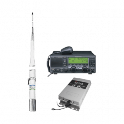 Kit de radio IC-M700pro con sintonizador de antena AT-141 y antena HF