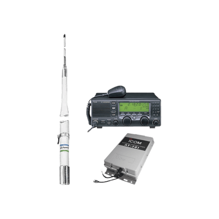 Kit de radio IC-M700pro con sintonizador de antena AT-141 y antena HF