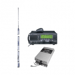 Kit de radio IC-M700pro con sintonizador de antena AT-141 y antena HF