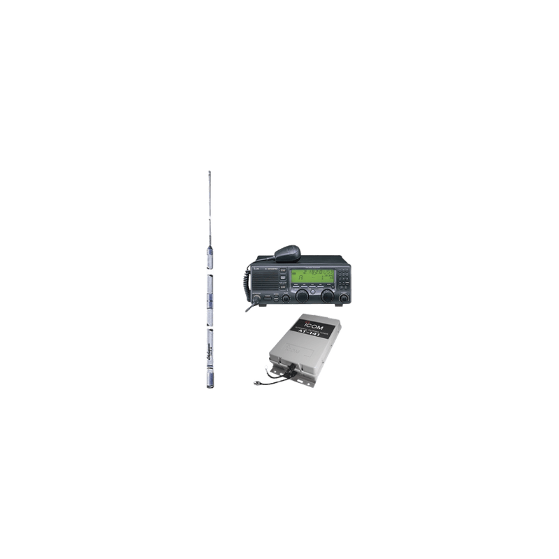 Kit de radio IC-M700pro con sintonizador de antena AT-141 y antena HF