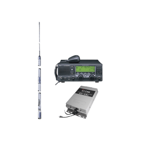 Kit de radio IC-M700pro con sintonizador de antena AT-141 y antena HF