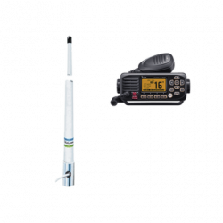 Kit de radio móvil VHF marino modelo IC-M220/13 y antena marina Shakes