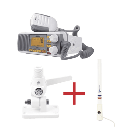 Kit de radio UM385  mas antena marina de fibra de vidrio TX-5206-SYS y