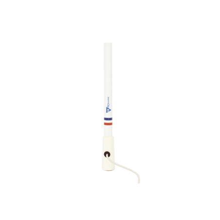 Antena marina VHF en fibra de vidrio en rango de 156 a 163 MHz, Incluy