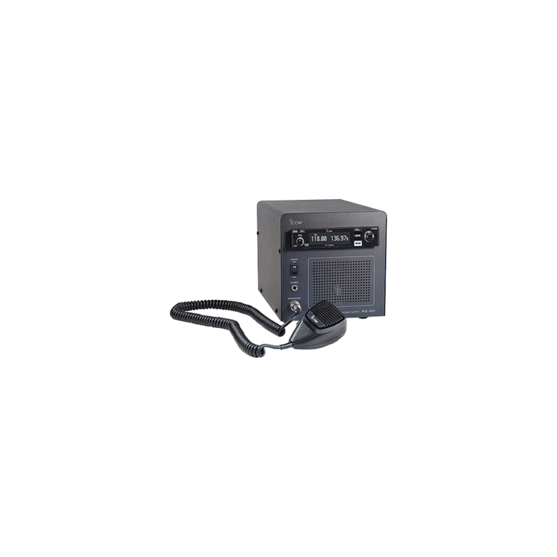 Radio móvil aéreo base IC-A220 con fuente de poder PS-80 incluida.
