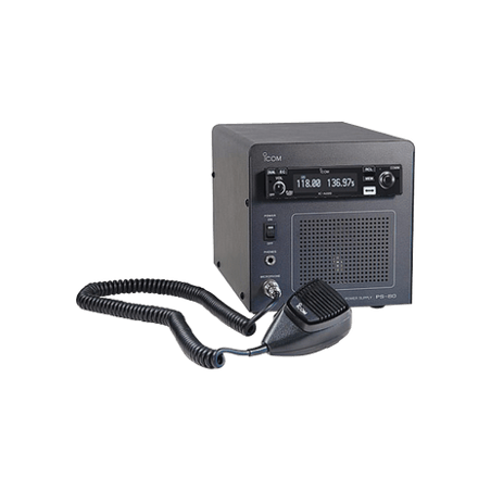 Radio móvil aéreo base IC-A220 con fuente de poder PS-80 incluida.