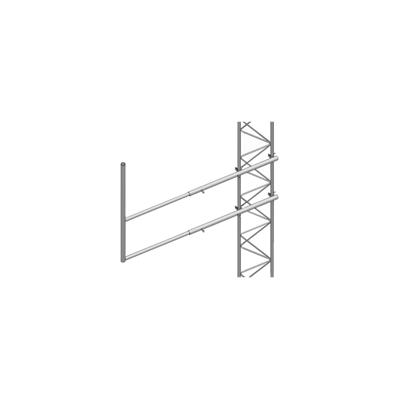 Brazo tipo F para tramos STZ-45G, galvanizado por inmersión caliente.