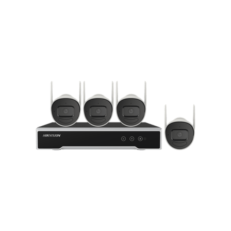 Kit IP Inalámbrico 1080p / NVR 4 Canales / 4 Cámaras Bala para Exterio
