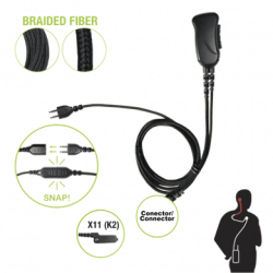 Micrófono con cable de fibra trenzada serie SNAP compatible con KENWOO