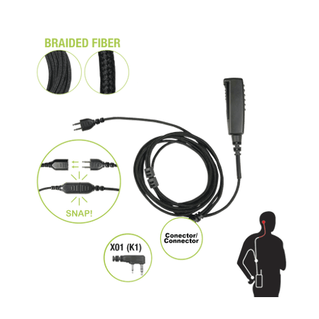 Cable para Micrófono audífono SNAP intercambiable con conector para Ra