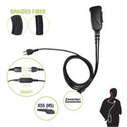 Micrófono con cable de fibra trenzada serie SNAP compatible con HYTERA