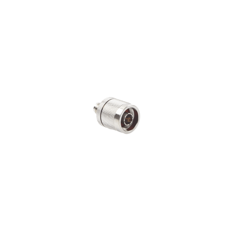Adaptador en Línea, de Conector Mini UHF Hembra a N Macho, Níquel/ Oro