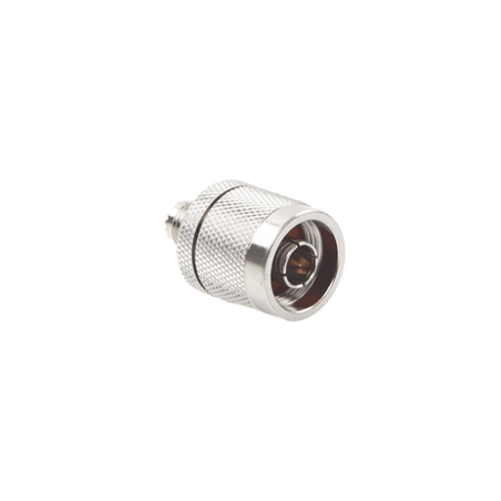 Adaptador en Línea, de Conector Mini UHF Hembra a N Macho, Níquel/ Oro