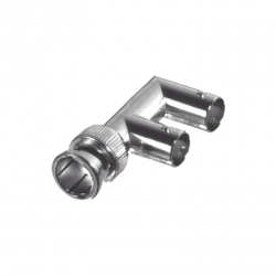 Adaptador Triple en F para 75 Ohm, de Conector BNC Macho a Doble BNC H
