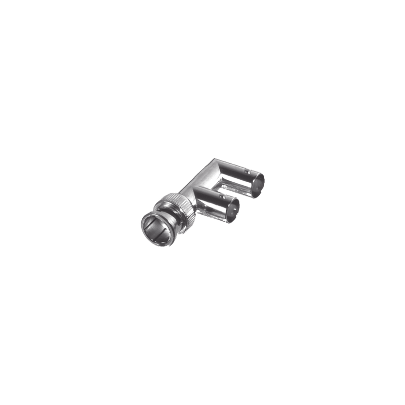 Adaptador Triple en F para 75 Ohm, de Conector BNC Macho a Doble BNC H
