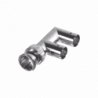 Adaptador Triple en F para 75 Ohm, de Conector BNC Macho a Doble BNC H