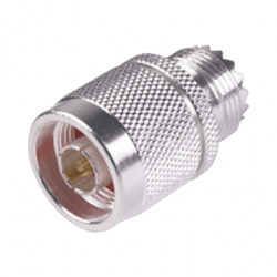 Adaptador en Línea, de Conector N Macho a UHF Hembra (SO-239), Plata/