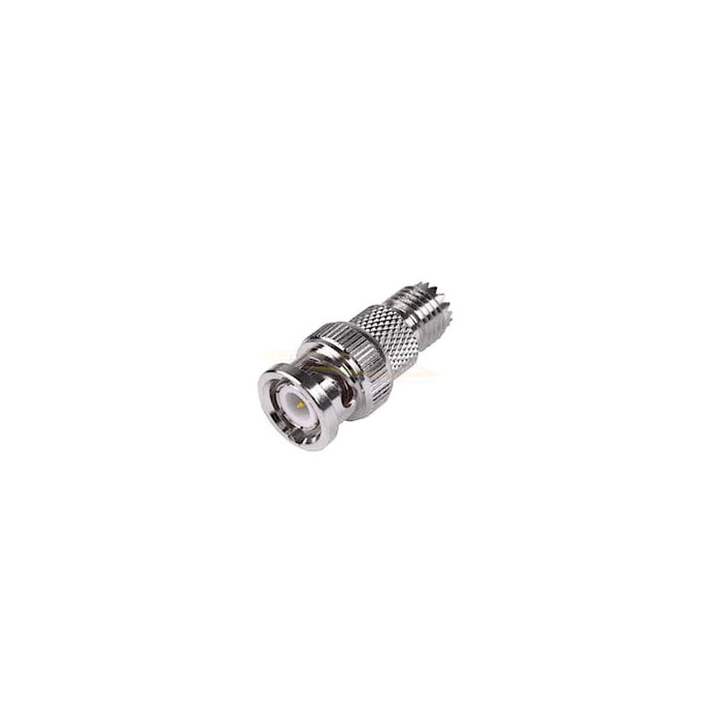 Adaptador en Línea de Conector Mini-UHF Hembra a BNC Macho, Níquel/ Or