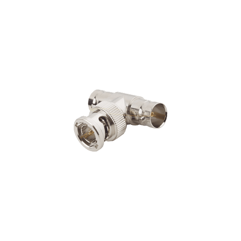 Adaptador en T para 50 Ohm de BNC Macho a Doble BNC Hembra, Maquinado,