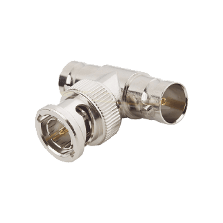Adaptador en T para 50 Ohm de BNC Macho a Doble BNC Hembra, Maquinado,