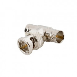 Adaptador en T para 50 Ohm de BNC Macho a Doble BNC Hembra, Troquelado