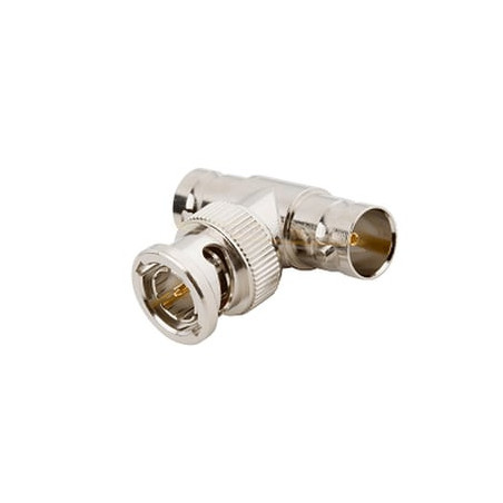 Adaptador en T para 50 Ohm de BNC Macho a Doble BNC Hembra, Troquelado