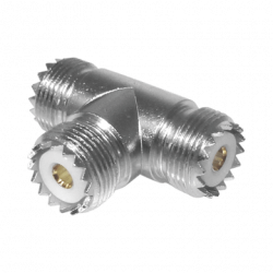 Adaptador en forma T, de Conector UHF Hembra (SO-239) a Doble Conector