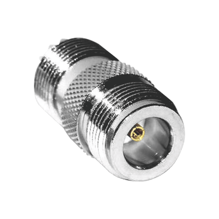 Adaptador en Línea de Conector N Hembra a UHF Hembra (SO-239), Plata/