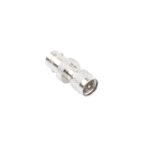Adaptador en Línea, de Conector Mini UHF Macho a BNC Hembra, Níquel/ O