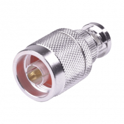Adaptador en Línea, de Conector N Macho a BNC Macho, Plata/ Oro/ Tefló