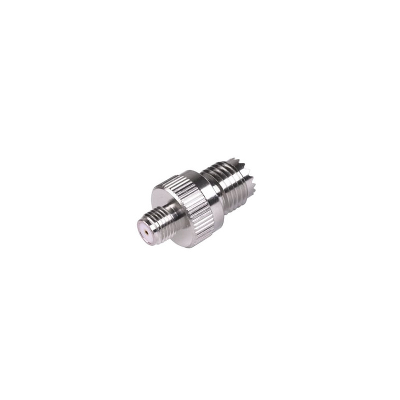 Adaptador en Línea de Conector Mini-UHF Hembra a SMA Hembra, Níquel/ O