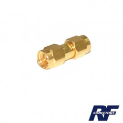 Adaptador Tipo Barril, de Conector SMA Macho a SMA Macho, Oro/ Oro/ Te