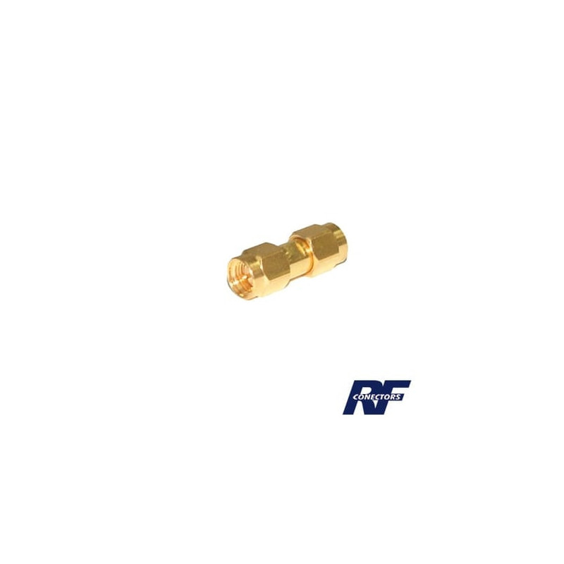 Adaptador Tipo Barril, de Conector SMA Macho a SMA Macho, Oro/ Oro/ Te