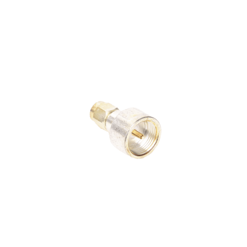 Adaptador UNIDAPT Hembra a SMA Macho, Plata / Oro / Teflón.