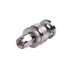 Adaptador en Línea de Conector SMA Macho a BNC Macho, Níquel/ Oro/ Tef