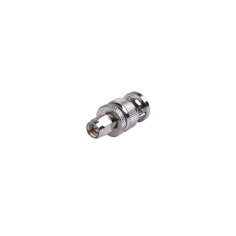 Adaptador en Línea de Conector SMA Macho a BNC Macho, Níquel/ Oro/ Tef