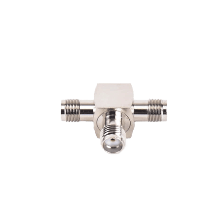 Adaptador en Forma T, de Triple Conectores SMA Hembra, Níquel/ Oro/ Te