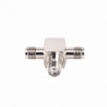 Adaptador en Forma T, de Triple Conectores SMA Hembra, Níquel/ Oro/ Te