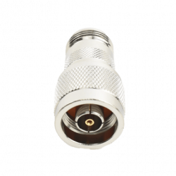 Adaptador en Línea, de Conector N Macho Inverso a N Hembra, Níquel/ Or