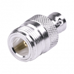 Adaptador en Línea, de Conector N Hembra a BNC Hembra, Plata/ Oro/ Tef