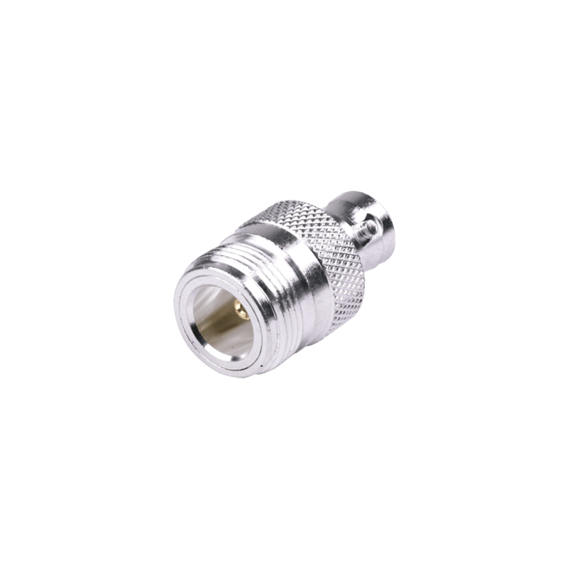 Adaptador en Línea, de Conector N Hembra a BNC Hembra, Plata/ Oro/ Tef