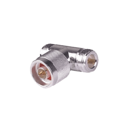 Adaptador en T, de Conector N Macho a Doble N Hembra, Plata/ Oro/ Tefl