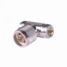 Adaptador en T, de Conector N Macho a Doble N Hembra, Plata/ Oro/ Tefl